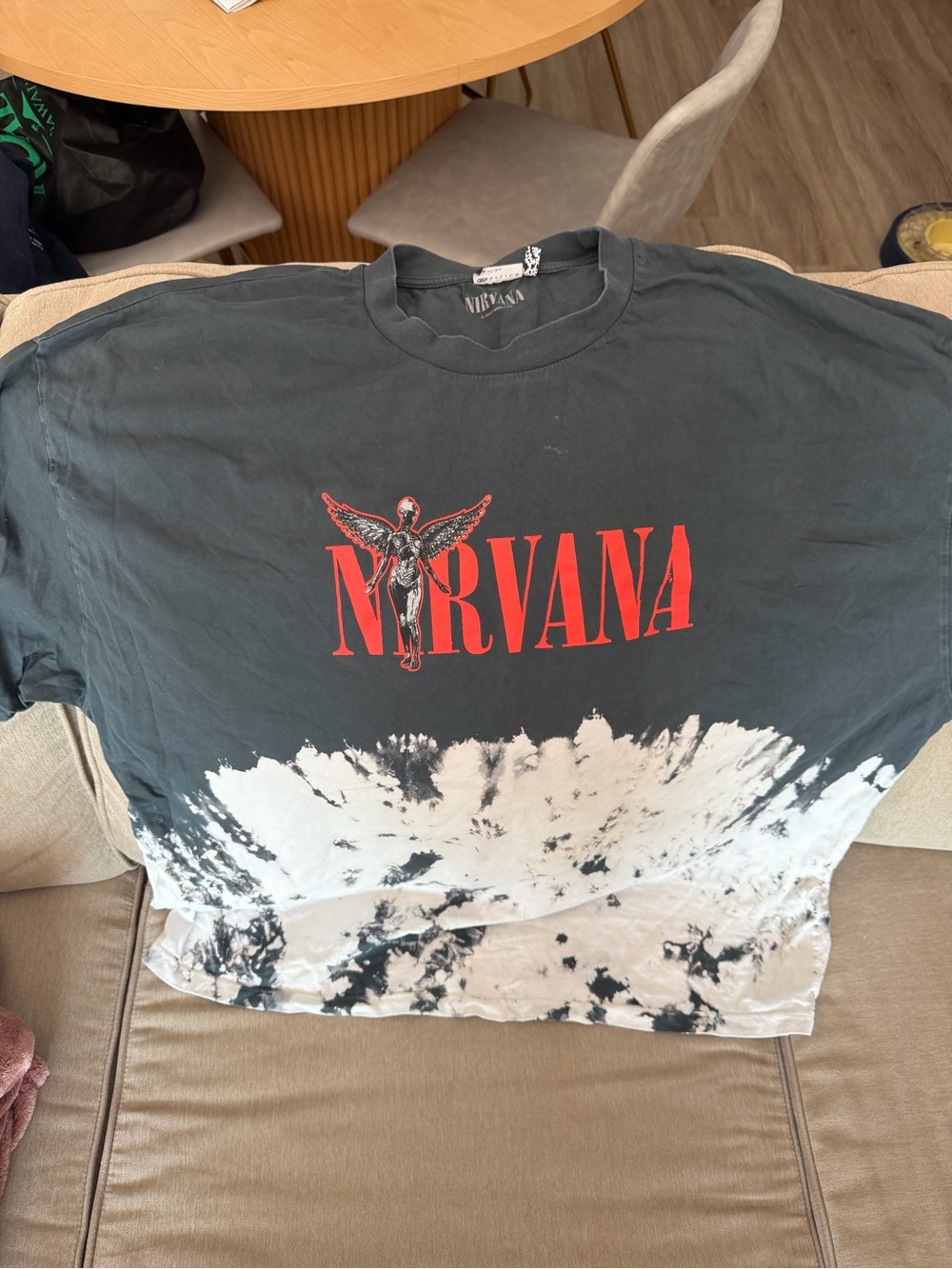 NIRVANA Charcoal Crewneck Tee with White Logo
